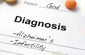 Doctor's note diagnosing God with alzheimer's and infertility