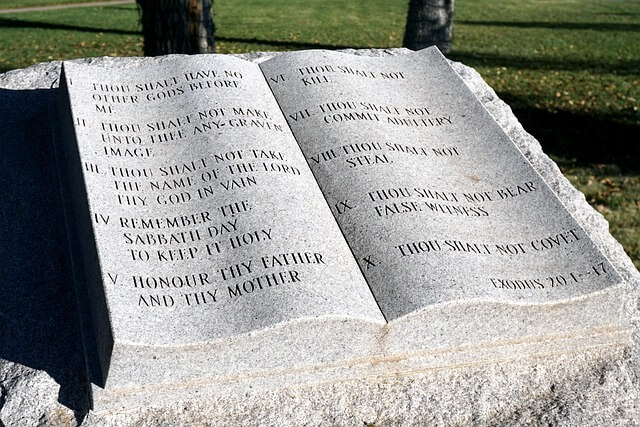 stone carving of 10 commandments