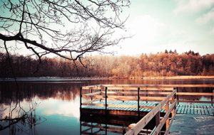 serene lake with pier