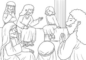 drawing of Bible scene with child