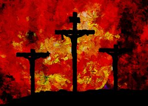 crosses on red background