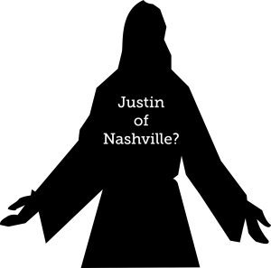 jesus sihouette with label "Justin of Nashville"