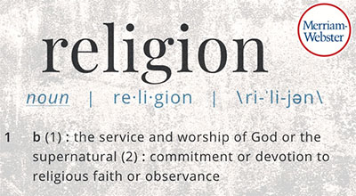 dictionary entry for "religion"