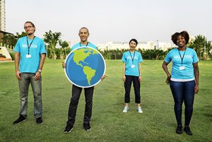 People wearing "Volunteer" Tshirts