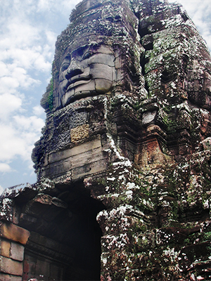 Angkor Wat structure with carved face