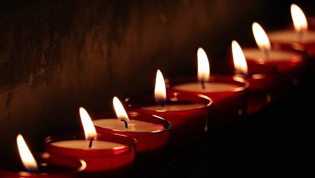 candles in a dark room