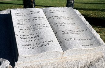 stone carving of 10 commandments