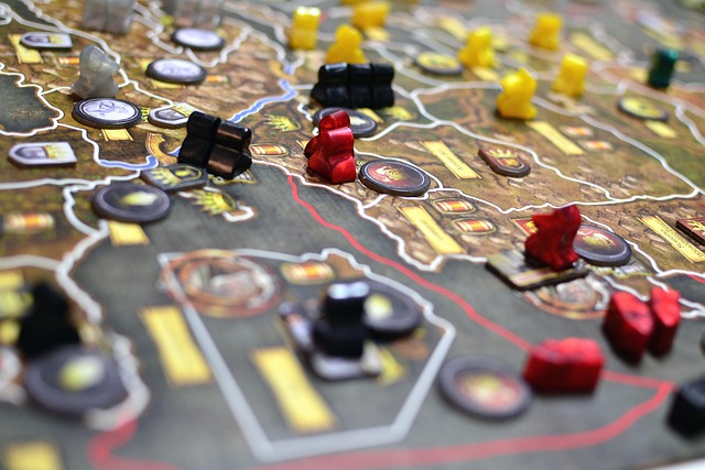 closeup of complicated board game pieces