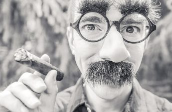 man in groucho glasses